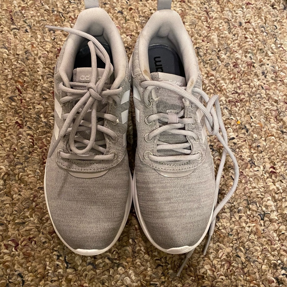 Grey adidas tennis shoes